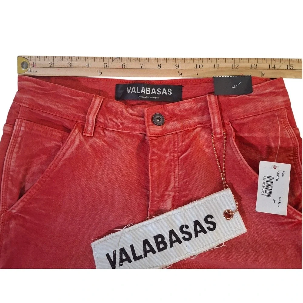 Valabasas V-Star Red Wash Distressed Star Patchwork Flare Jeans Mens 29 NEW
